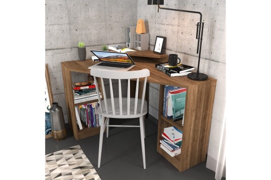 Andifli Skrivebord 90x76,8x120 cm med oppbevaring Brun