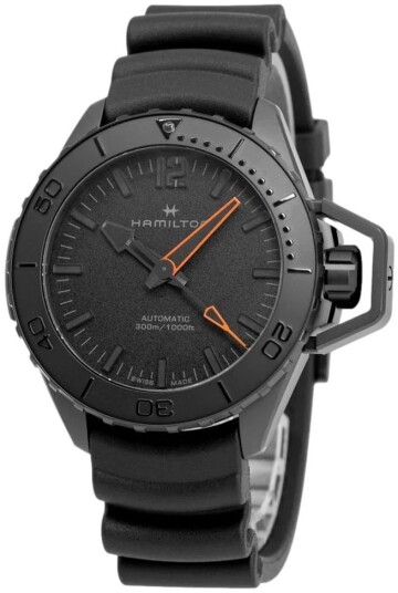 Hamilton Herreklokke H77845330 Khaki Navy Frogman Sort/Gummi Ø46 mm