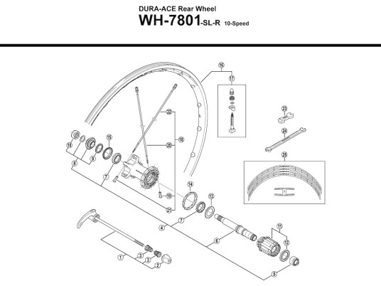 Shimano Dura Ace konus venstre til bakhjul modell WH-7801-SL