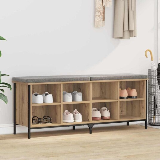 vidaXL Sko Skap Artisan Eik 131 x 35 x 50 cm Ingeniørtre og jern vidaXL Sko Skap Artisan Eik 131 x 35 x 50 cm Ingeniørtre og jern