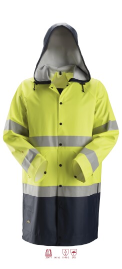 Snickers Workwear 8261 ProtecWork Regnjakke varsel gul/marineblå XL Klær Snickers Workwear 8261 ProtecWork Regnjakke varsel gul/marineblå XL Klær