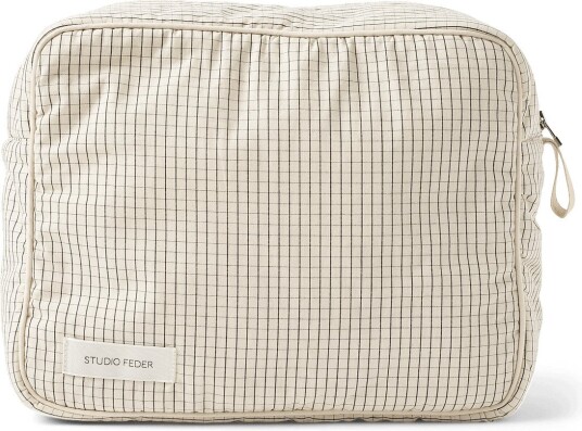 STUDIO FEDER Ofelia Toiletry Bag - CREME BLACK PLAID - 27X 21X 11