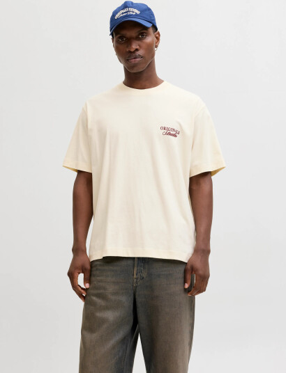 Jack & Jones Jornorrebro Typo Tee Ss Crew Neck Noos   Beige   S