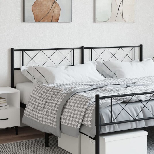 Sengegavl i metall svart 200 cm 8721012190948