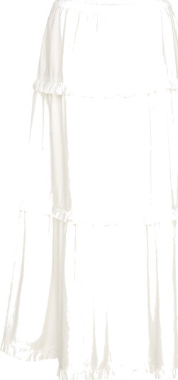 Monki Ruffled Tiered Cotton Skirt - White - S