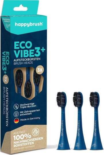 Happybrush ECO VIBE 3 Børstehoder Blå 3 pk.