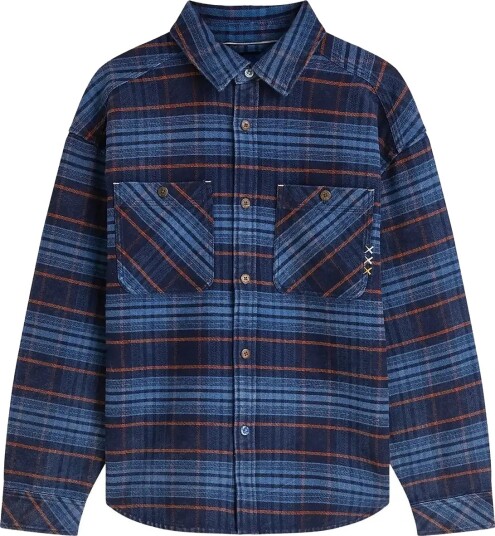 Scotch & Soda Checked Denim Loose Fit Washed Overshirt Navy L Scotch & Soda Checked Denim Loose Fit Washed Overshirt Navy L