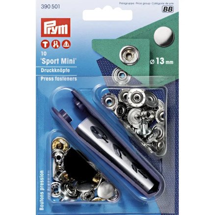 Prym trykknapper Sport Mini Silver 13mm 10 stk