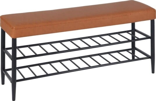 Benk for skooppbevaring – imitert skinn 2 hyller stil fra midten av århundret Benk for skooppbevaring – imitert skinn 2 hyller stil fra midten av århundret