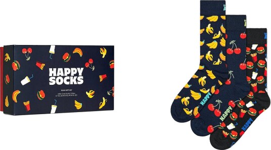 Happy Socks 3 Pack Food Socks Gift Set NAVY 36 40