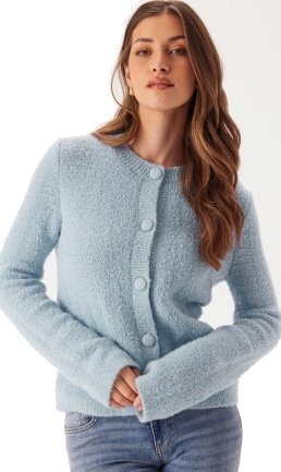 BUBBLEROOM Bouclé Cardigan Light blue XS BUBBLEROOM Bouclé Cardigan Light blue XS