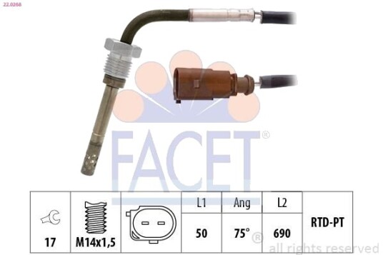 Sensor, eksostemperatur FACET 22.0268