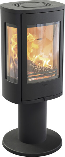 Contura 886 Style svart vedovn på pidestall med sideglass og støpejernsdør Contura 886 Style svart vedovn på pidestall med sideglass og støpejernsdør