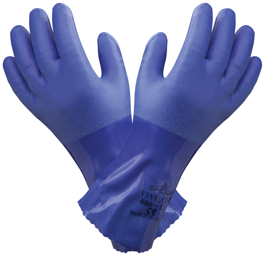 Showa PVC Hanske Oljabestandig Blå Heldyppet 660 Str. 9