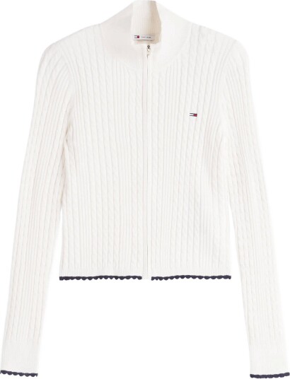 Tommy Jeans Tjw Micro Cable Zipthru Sweater   OFF WHITE   S