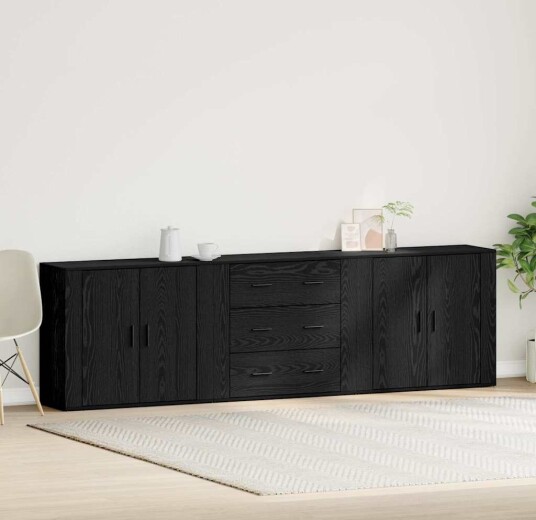 Sidebord med skuff Svart eik 240 x 33 x 70 cm Konstruert tre