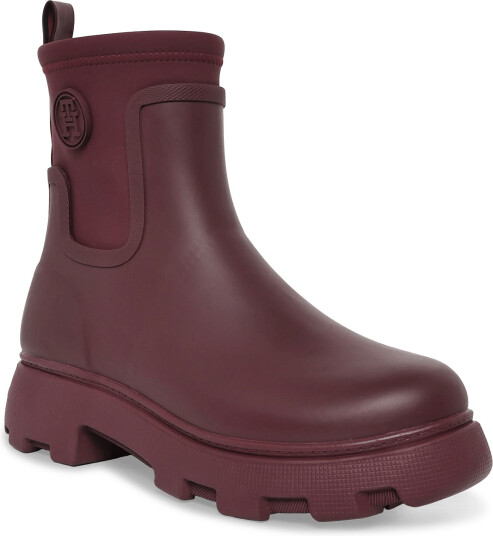 Tommy Hilfiger Th Stamp Warm Ankle Rain Boot Burgundy 37