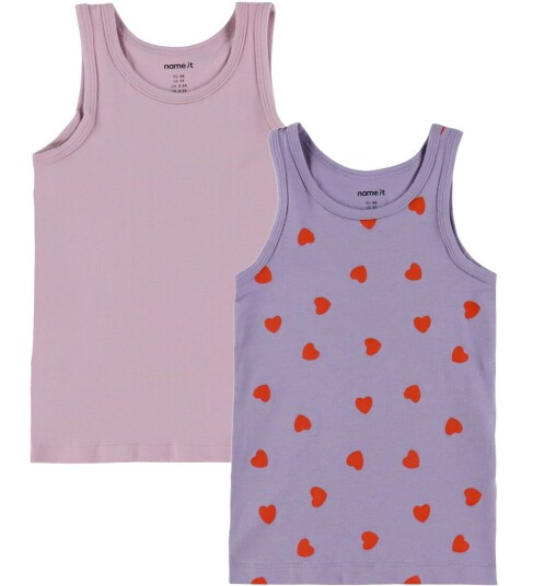 Name It 2-pakning NmfTank Lavender Hearts Rosa Undertrøyer Størrelse 110