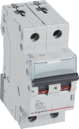 Legrand 5 stk TX³ MCB automatsikring B20 2P 2M 6/6kA