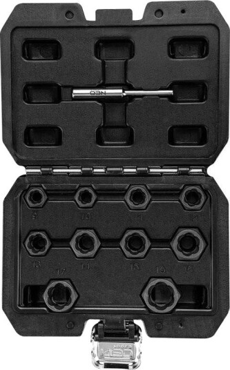 NEO Tools Pipeverktøysett 11-922 For Skadde Muttere 3/8" Firkantfeste 11 Deler