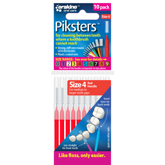 Piksters Gap børster 10 stk. 0.6 mm. ISO 4 RØD Piksters Gap børster 10 stk. 0.6 mm. ISO 4 RØD