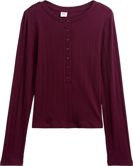 GAP Rib Henley T Shirt From The Gap Collection TUSCAN RED 128/134