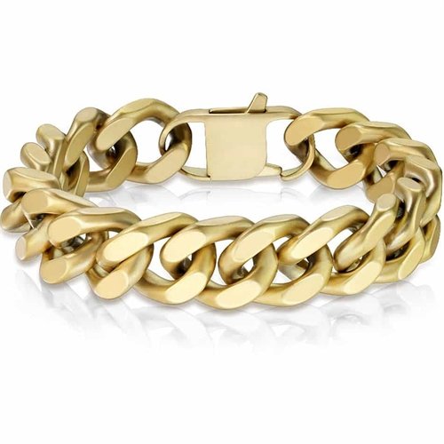 VF Matt gyldent square armbånd i rustfritt stål / 1,2 cm