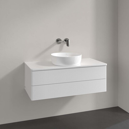 Villeroy & Boch  Antao Servantskap med 2 skuffer 100x50x36 cm m/lys Hvit Høyglans