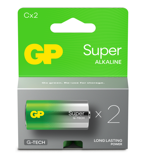 GP Super Alkaline C-batterier 1.5V 2-pakk LR14