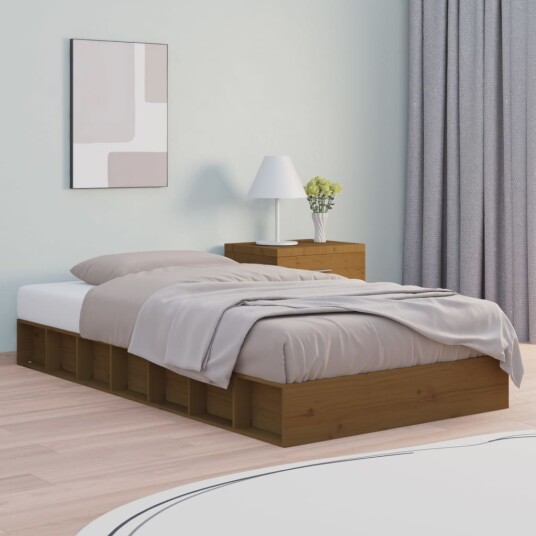 vidaXL Sengeramme honningbrun 75x190 cm 2FT6 Small Single heltre vidaXL Sengeramme honningbrun 75x190 cm 2FT6 Small Single heltre