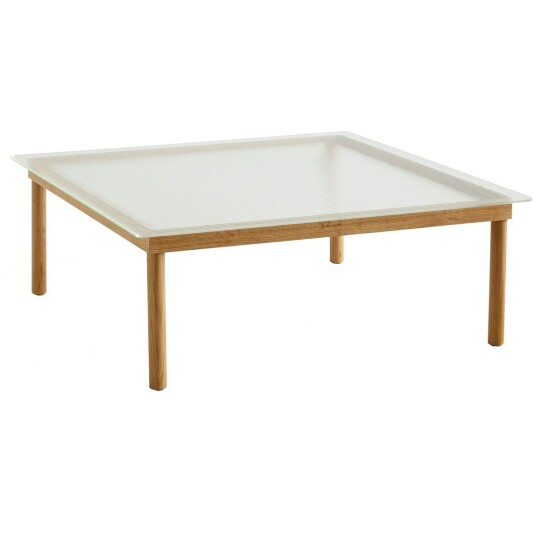 Hay Kofi Salongbord 100x100 cm Vannbasert Lakkert Eik / Riflet Glass