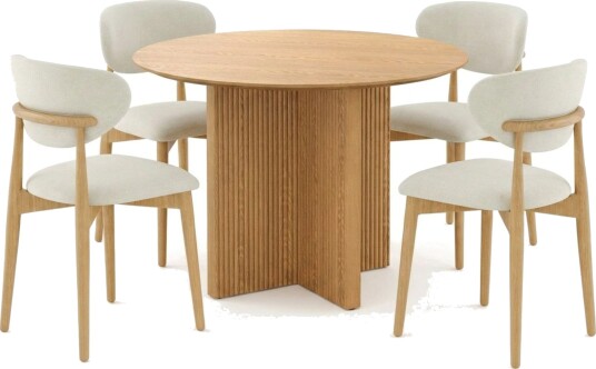Edda spisegruppe rund 110 cm eik med 4 Molly spisestoler Eik Edda spisegruppe rund 110 cm eik med 4 Molly spisestoler Eik
