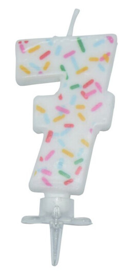 Bursdagslys med dryss 7 cm - Tallet 7