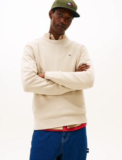 Tommy Jeans Tjm Slim Ess Sweater Ext Beige M Tommy Jeans Tjm Slim Ess Sweater Ext Beige M