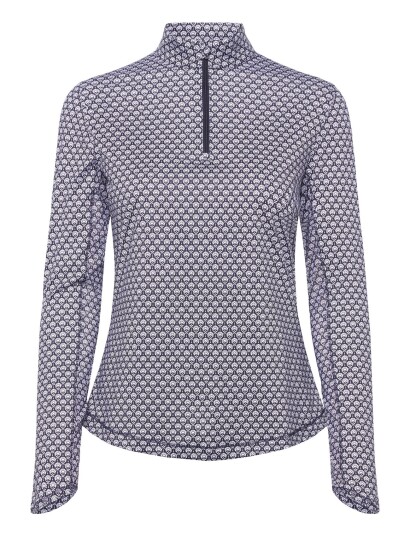 Callaway Geo Print Sun Protection 1/4 Zip Top   Navy   M
