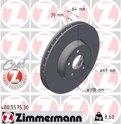 Bremseskive ZIMMERMANN 400.5575.30