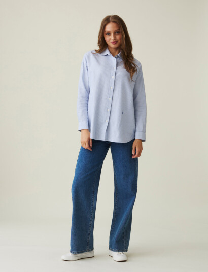 Lexington Clothing Pernilla Organic Cotton Oxford Shirt - Blue - XS