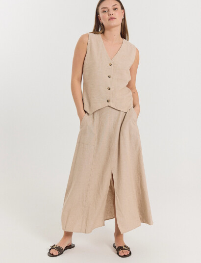 FREE/QUENT Maxi Skirt - Beige - XS