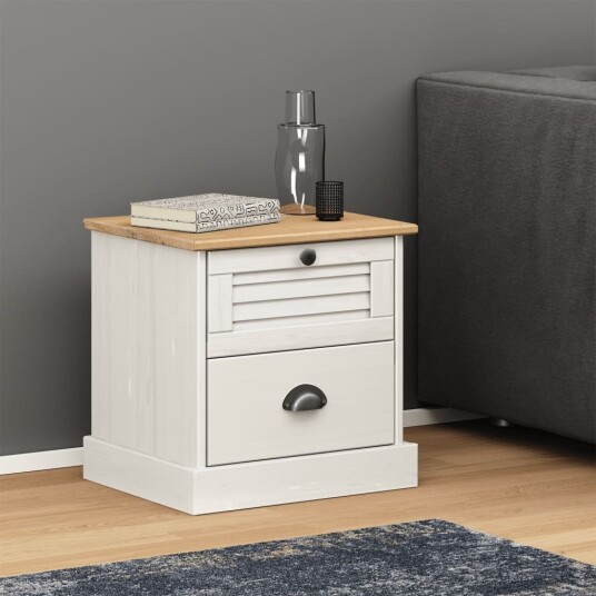 vidaXL Nattbord VIGO hvit 42x35x40 cm heltre furu vidaXL Nattbord VIGO hvit 42x35x40 cm heltre furu