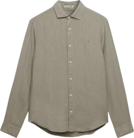 Superdry Riviera L/S Linen Shirt   Khaki green   M