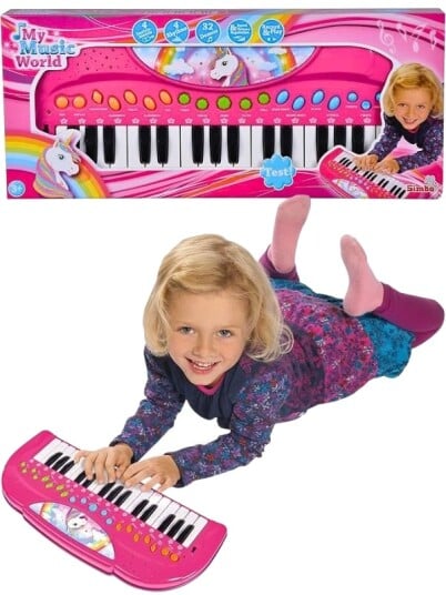 Rosa keyboard med enhjørning på 42 cm