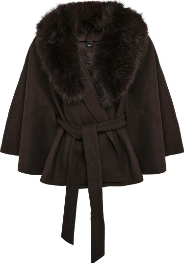 Gina Tricot Faux Fur Collar Cape Jacket   MOLE (7382)   XS/S
