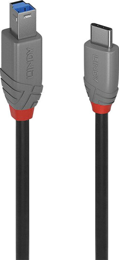 LINDY 3m USB 3.2 Typ C an B Kabel, Anthra Line LINDY 3m USB 3.2 Typ C an B Kabel, Anthra Line