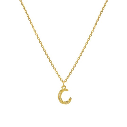 Alphabet Necklace C Forgylt Sølv Sterling 925 40 42.5 45 cm