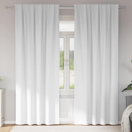  Gardiner med gardiner 2 pcs Lys hvit Polyester