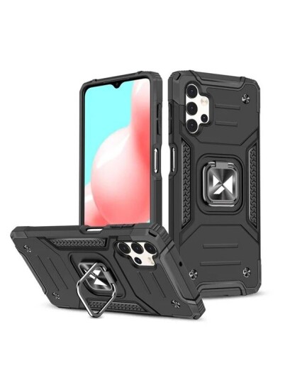 Wozinsky Ring Armor Armored Hybrid Case Cover + Magnetic Holder for Samsung Galaxy A32 5G Black