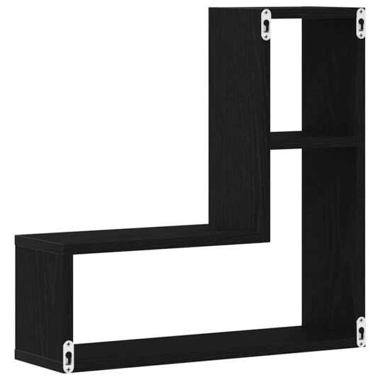 Vegghyller 2 stk Svart Eik 50x15x85 cm Laget av Tre