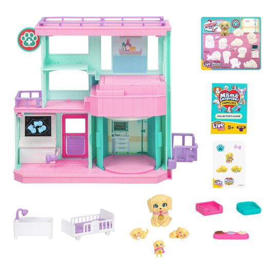 Little Live Pets Mama Surprise Fam Lekesett Sykehus med Valper - Rosa