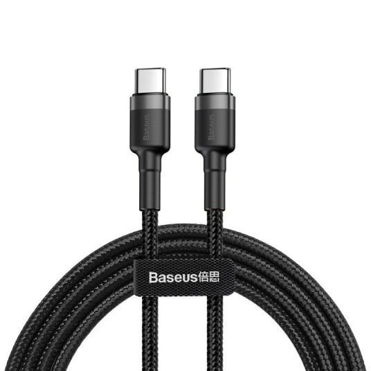 Baseus Cafule USB-C-kabel 60W PD 2.0 QC 3.0 1m Svart/Grå