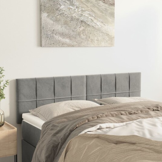 Hodegavler 2 stk lysegrå 72x5x78/88 cm fløyel